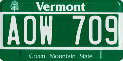 VT license plate AOW709
