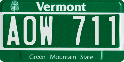 VT license plate AOW711