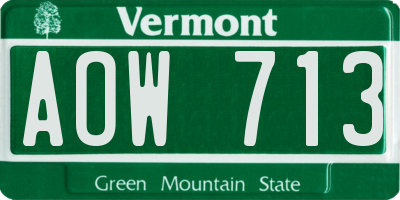 VT license plate AOW713