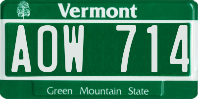 VT license plate AOW714