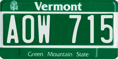 VT license plate AOW715