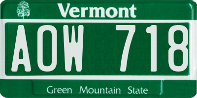 VT license plate AOW718