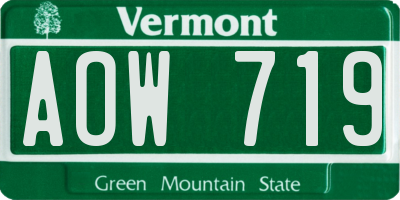 VT license plate AOW719