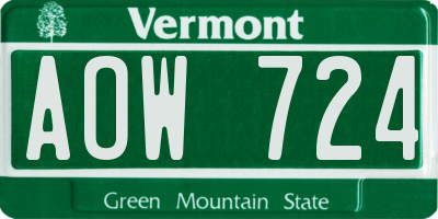 VT license plate AOW724