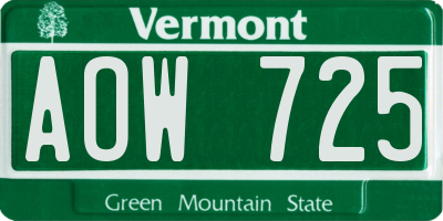 VT license plate AOW725