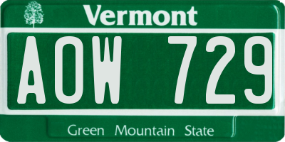 VT license plate AOW729