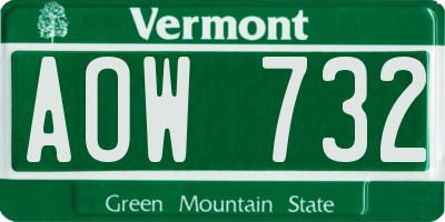 VT license plate AOW732