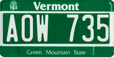 VT license plate AOW735