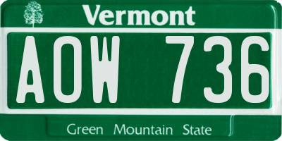 VT license plate AOW736