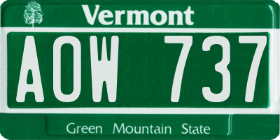 VT license plate AOW737
