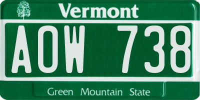 VT license plate AOW738