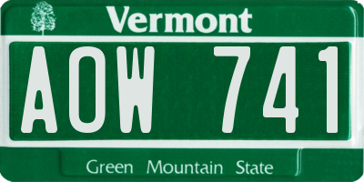VT license plate AOW741