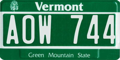 VT license plate AOW744