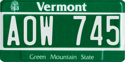 VT license plate AOW745