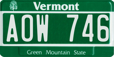VT license plate AOW746