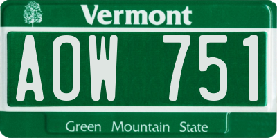 VT license plate AOW751