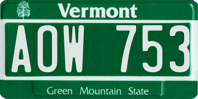 VT license plate AOW753