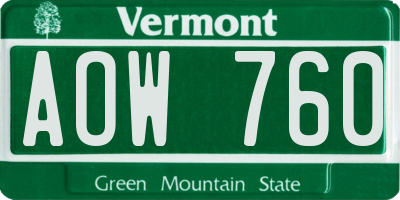 VT license plate AOW760