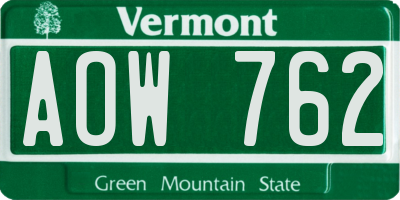 VT license plate AOW762