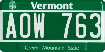 VT license plate AOW763