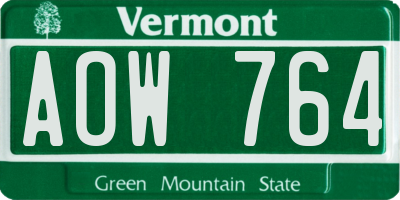 VT license plate AOW764