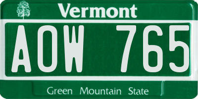VT license plate AOW765