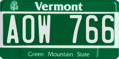 VT license plate AOW766