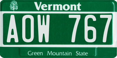 VT license plate AOW767