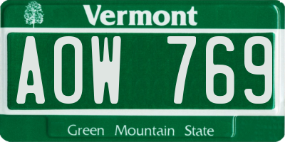VT license plate AOW769