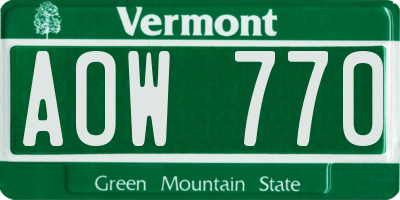 VT license plate AOW770