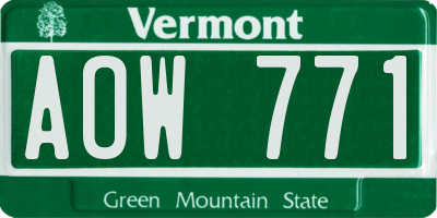 VT license plate AOW771
