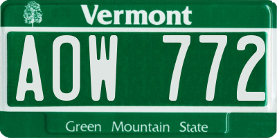 VT license plate AOW772