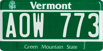 VT license plate AOW773