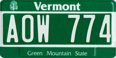 VT license plate AOW774