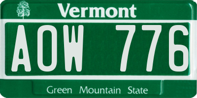 VT license plate AOW776