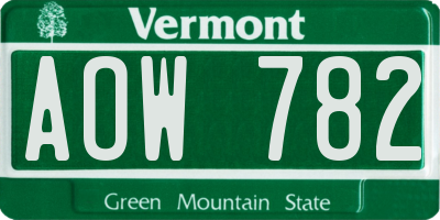 VT license plate AOW782