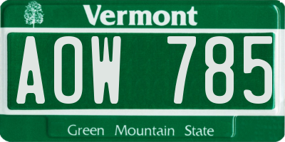 VT license plate AOW785