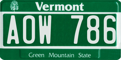 VT license plate AOW786