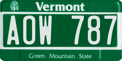 VT license plate AOW787