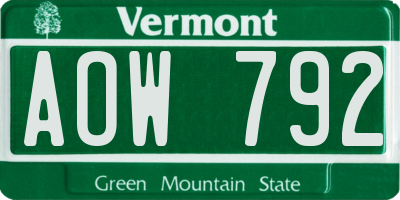 VT license plate AOW792