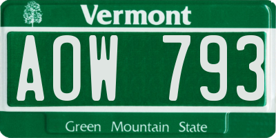 VT license plate AOW793