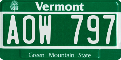 VT license plate AOW797