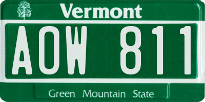 VT license plate AOW811