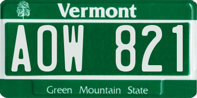 VT license plate AOW821