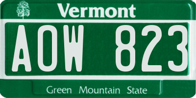 VT license plate AOW823