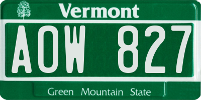 VT license plate AOW827