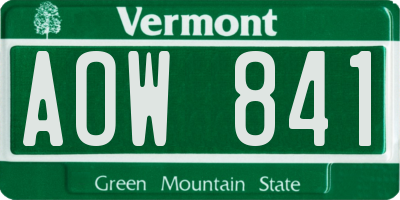VT license plate AOW841