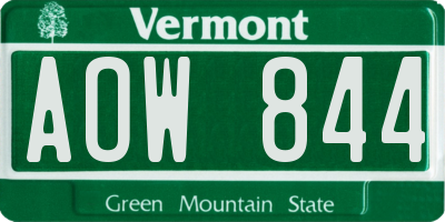 VT license plate AOW844