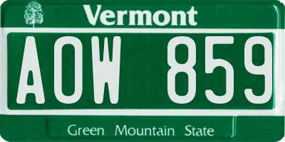 VT license plate AOW859