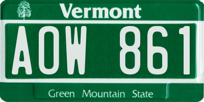 VT license plate AOW861